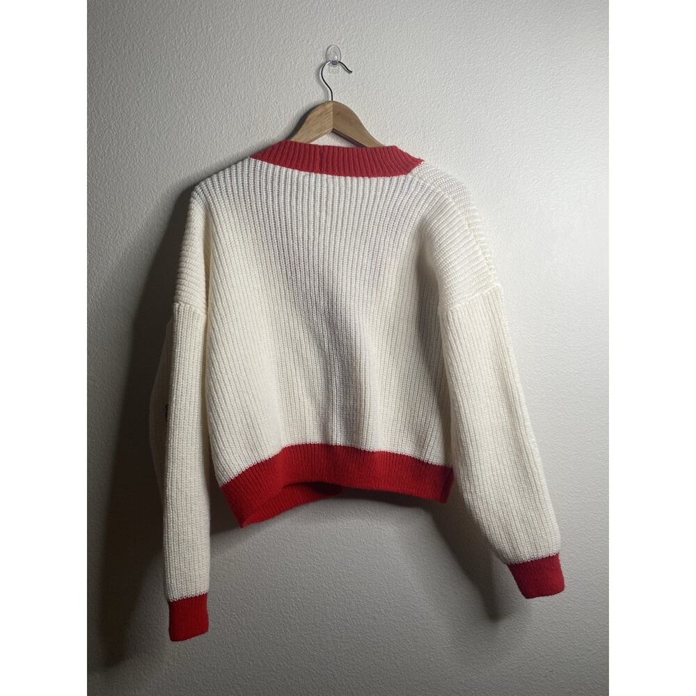 Heritage Cardigan Sweater Womens M/L Strawberry Fruit Embroidered Red Cream - Picture 3 of 5
